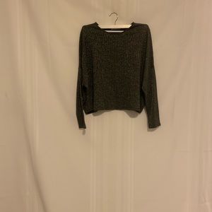 Zara crop long sleeve black with gold glitter